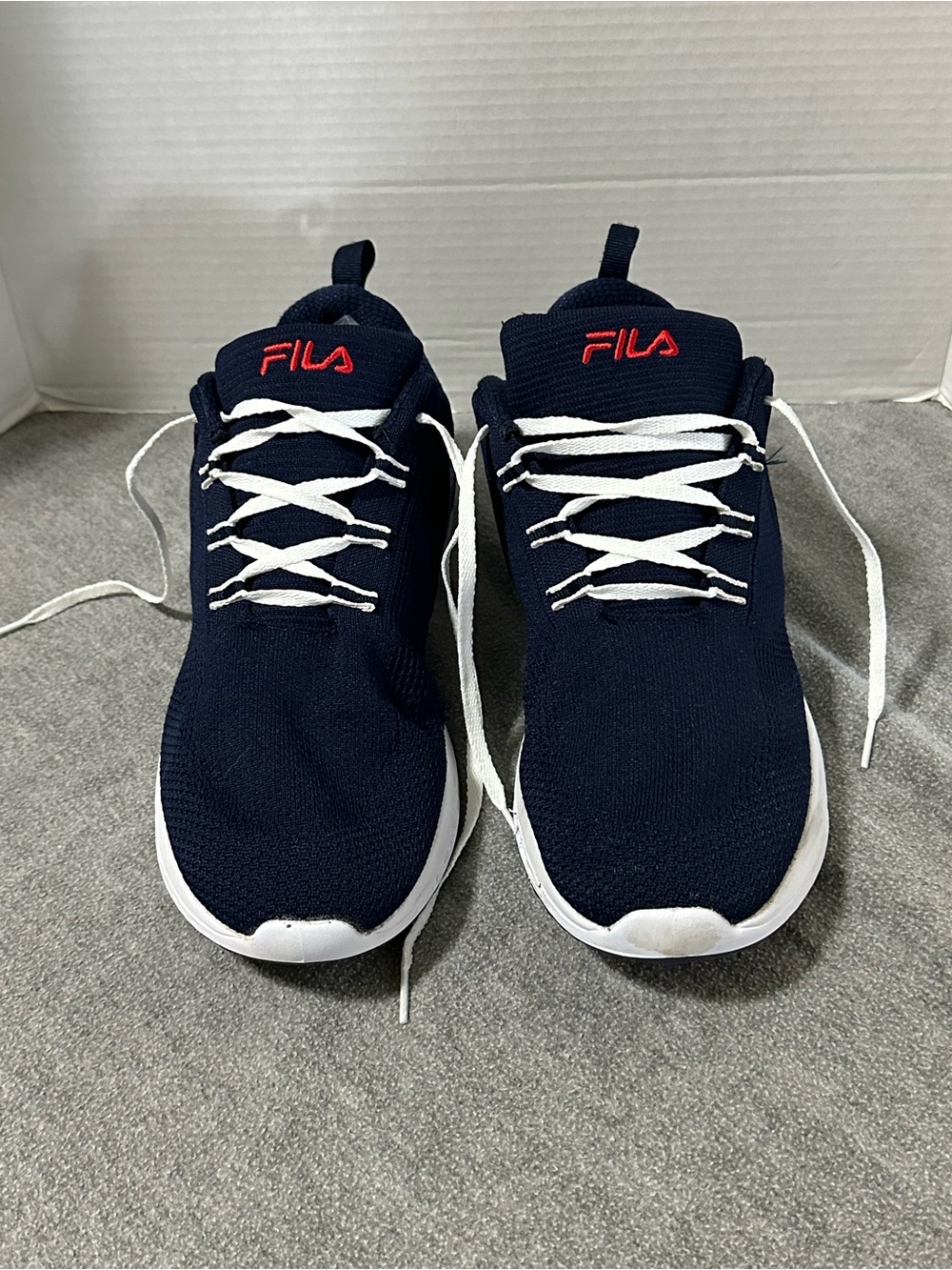 Fila Men’s Navy Sneakers with White Laces and Red Logo